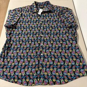 CREMIEUX PREMIUM DENIM Paisley Print Button Down Shirt Men's XXL Black Multi